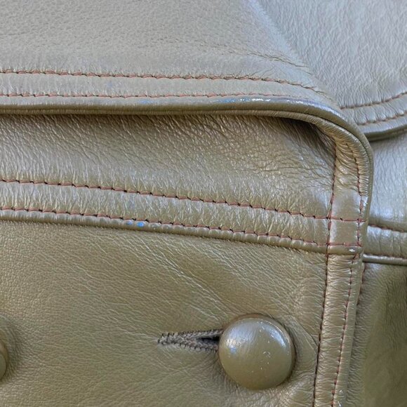 Vintage Golden Yellow Real Leather Jacket with unique button detailing - Picture 6 of 8